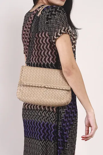 Bolsa Bottega Veneta Olympia Intrecciato Creme