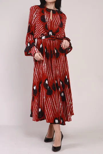 Vestido Achados da New Altuzarra Evasê Faixas Vermelho