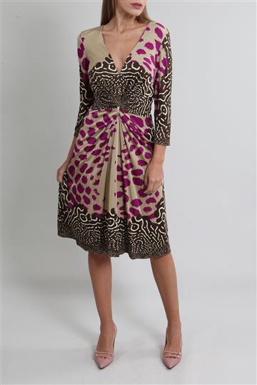 Vestido Issa London Drapeado Estampado