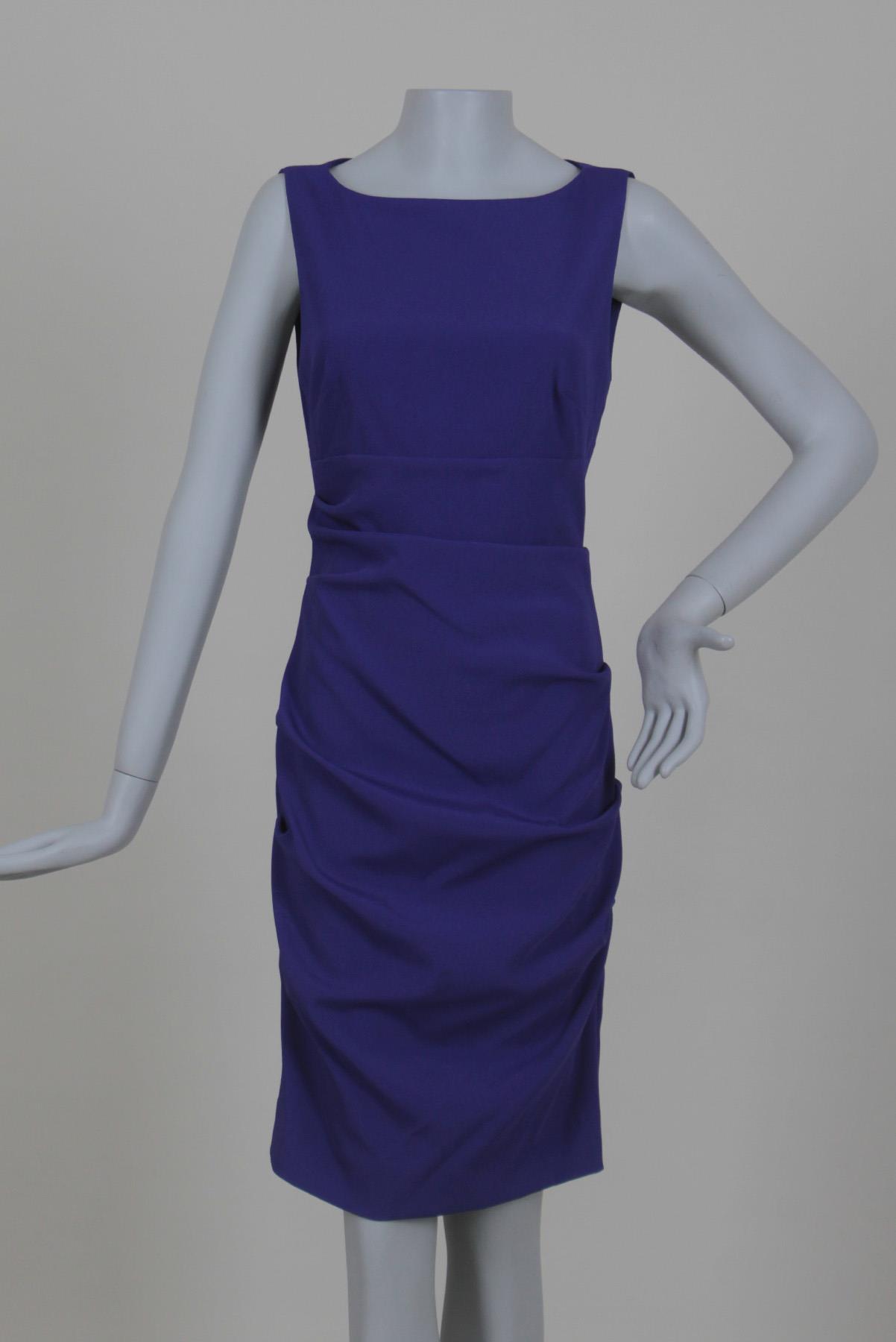 Vestido Nicole Miller Drapeado Costas Roxo