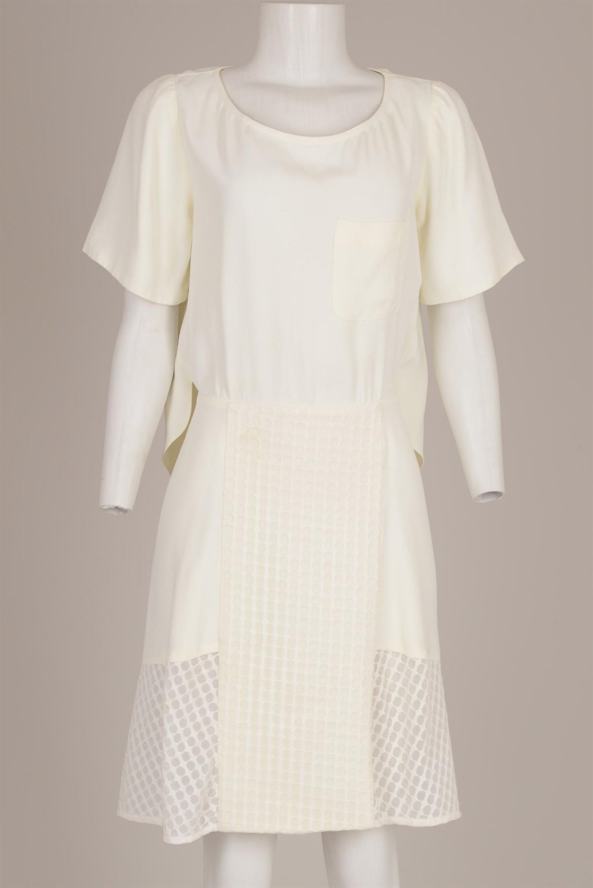 Vestido Cris Barros Detalhes Saia Creme