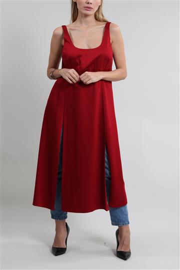 Vestido Cris Barros Vestido Túnica com fenda Vermelho