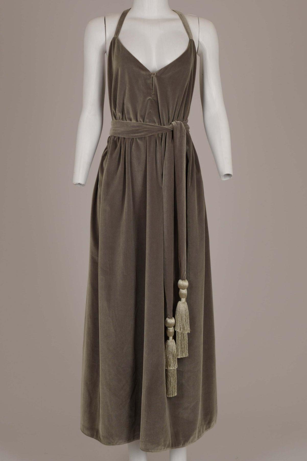 Vestido Cris Barros Longo Veludo de Alças Verde