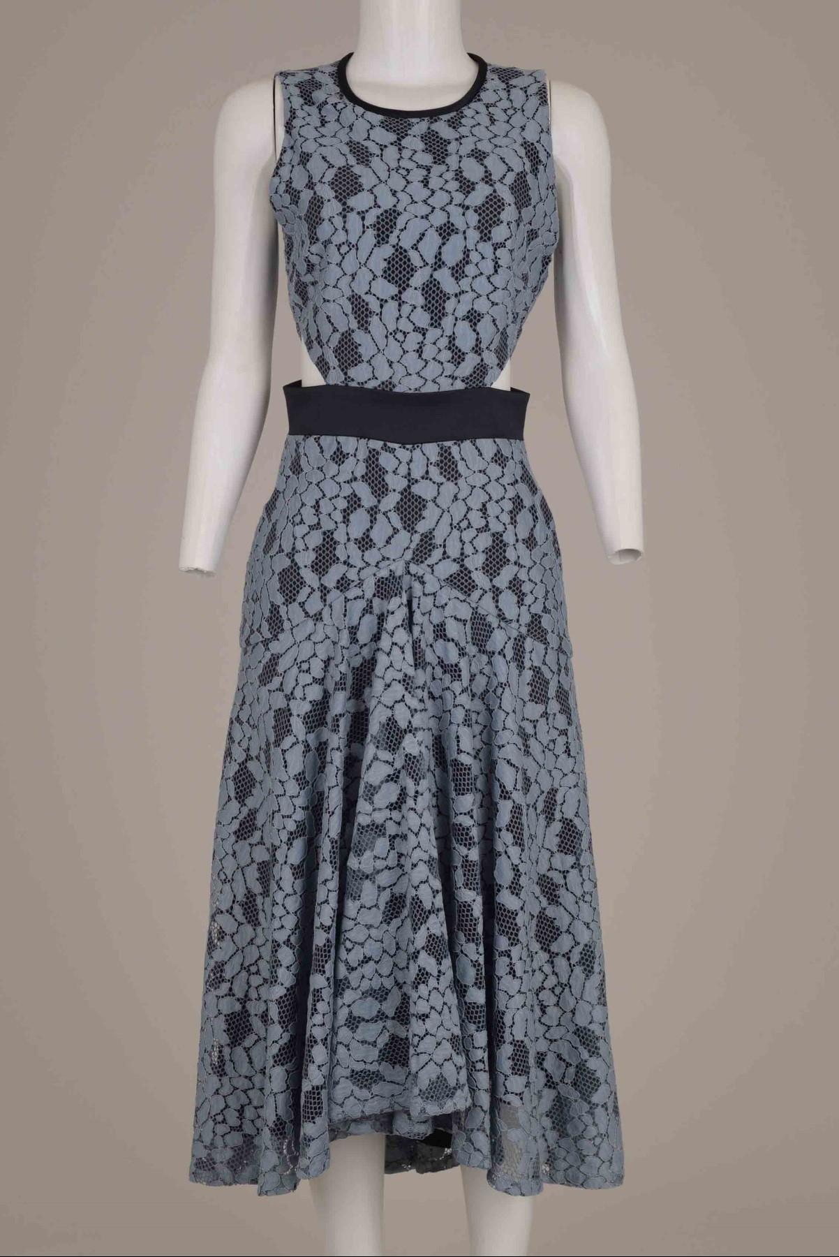 Vestido Alexis Recorte Renda Cinza