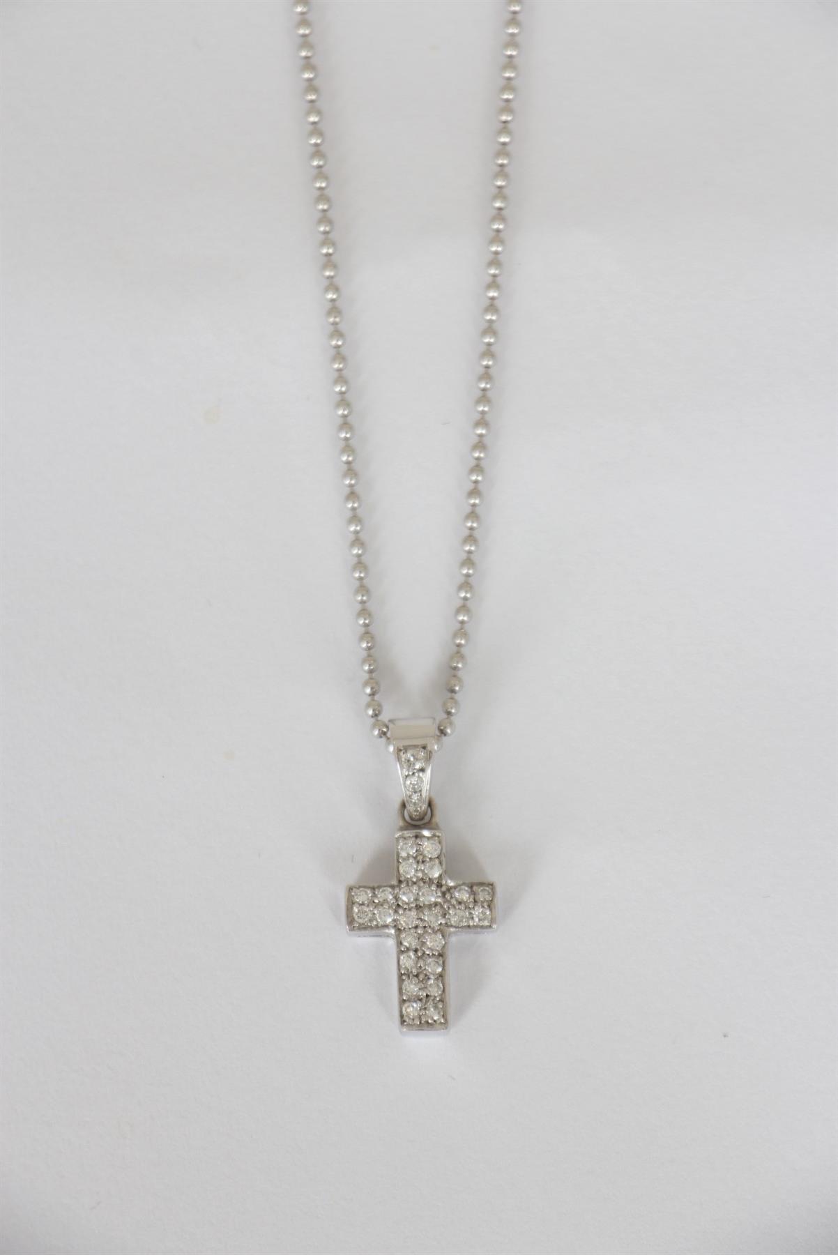 Colar Vilma Joias Crucifixo Ouro Branco