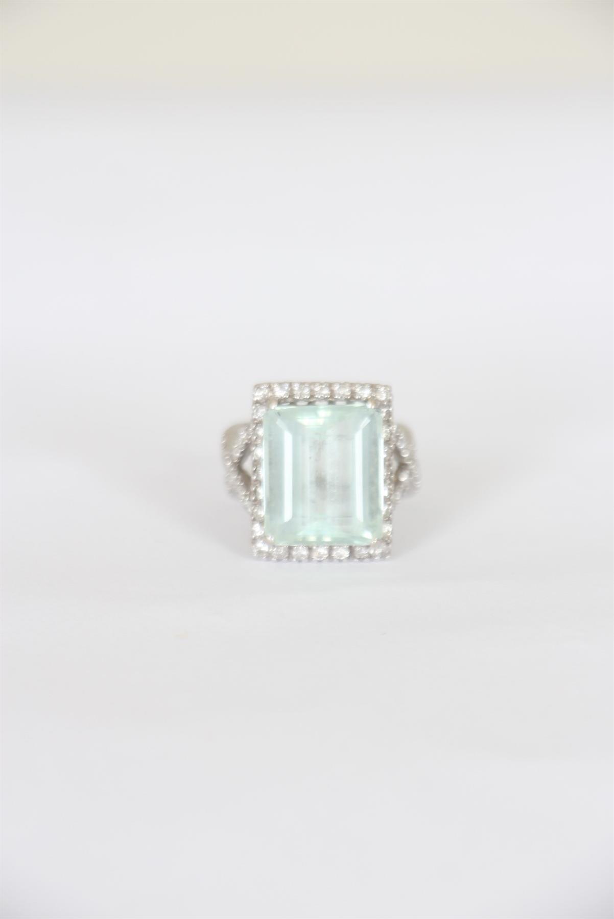 Anel Ana Rocha & Appolinario Agua Marinha Ouro Branco