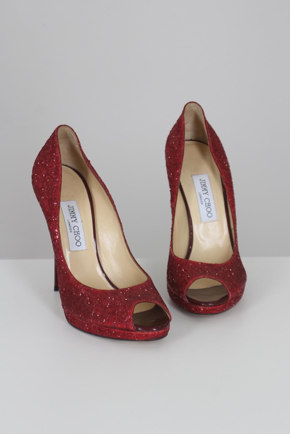 Sapato Jimmy Choo Glitter Bordô