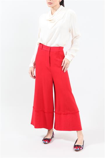 Calça Cris Barros Pantacourt Linho Vermelho