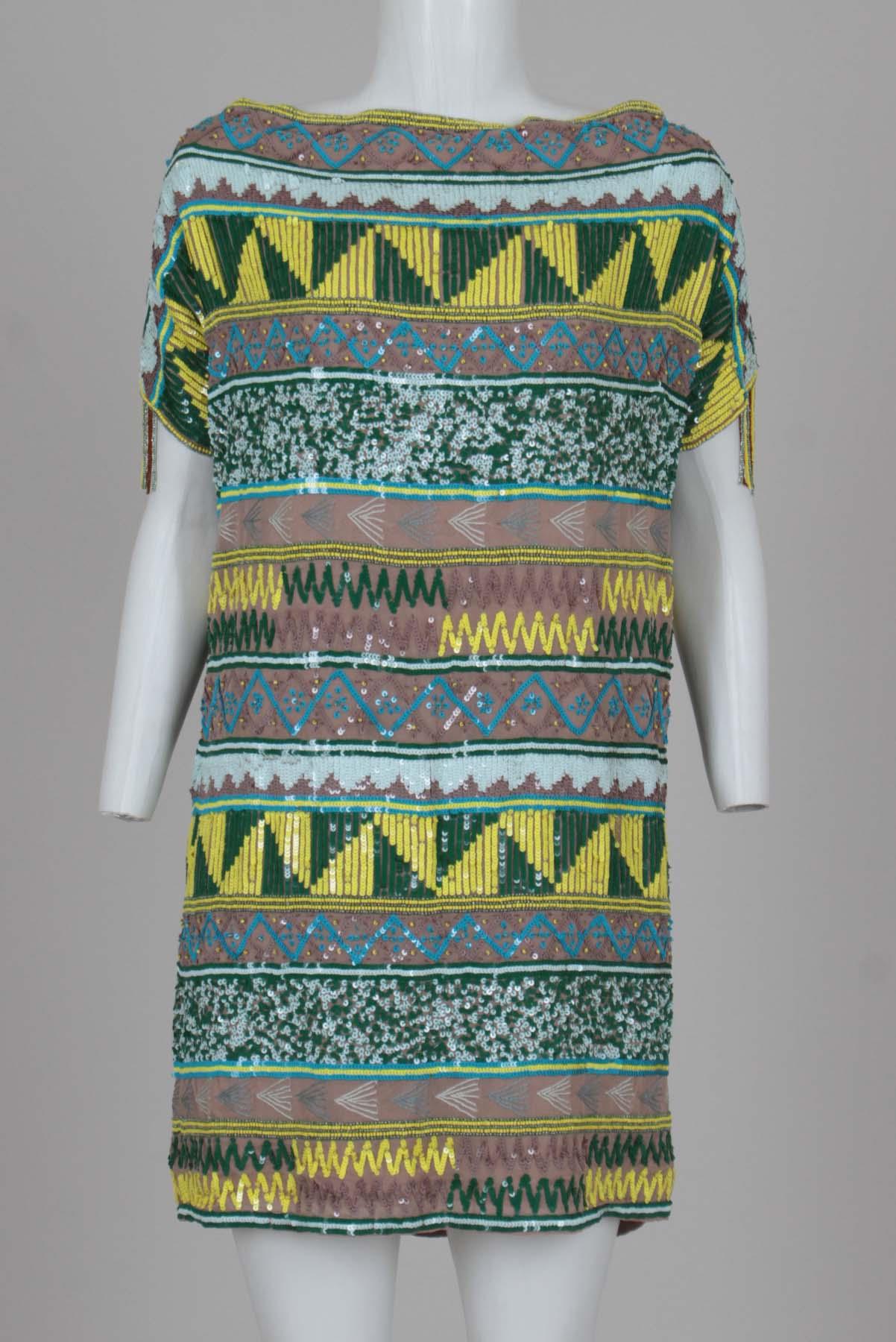 Vestido Antik Batik Paetê Colorido