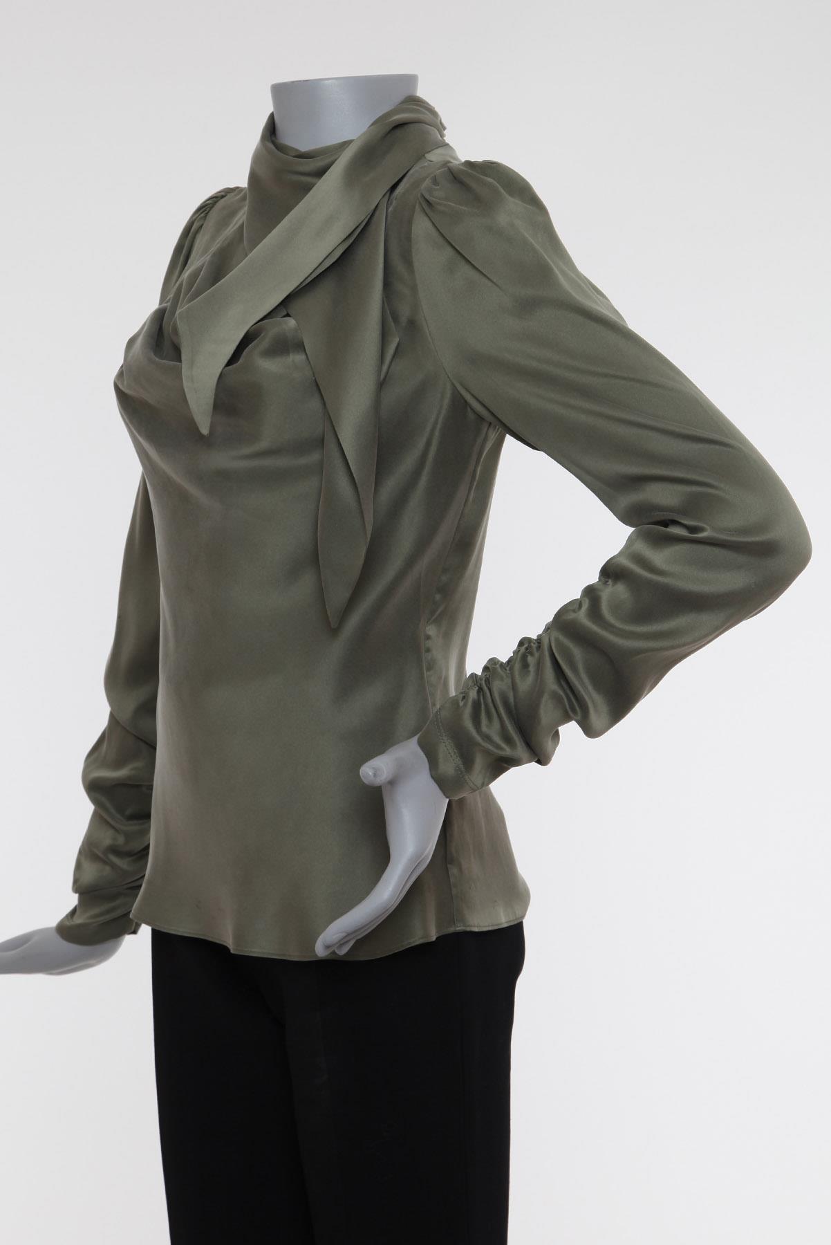 Camisa Zimmermann Seda Drapeado Verde
