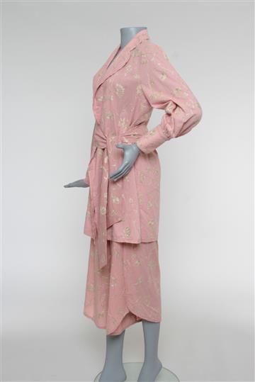 Conjunto Mixed Calça e Kimono Bordados Rosa