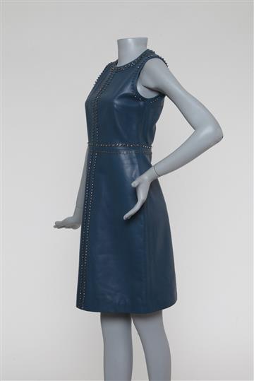 Vestido Gucci Couro e Pedrarias Azul