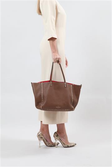 Bolsa Valentino  Rockstud Tote Marrom