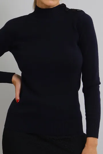 Sueter Hermés Gola Alta Cashmere Azul