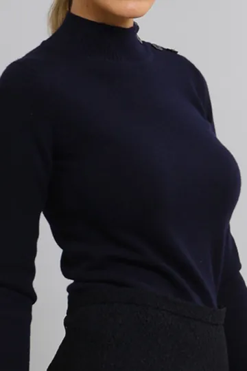 Sueter Hermés Gola Alta Cashmere Azul