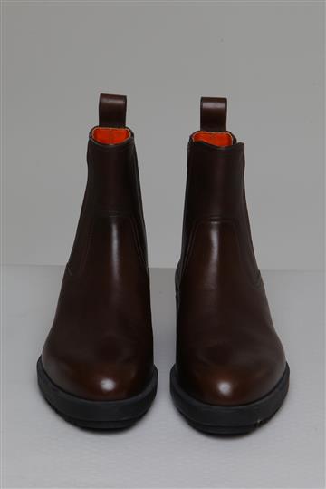 Bota Hermés Couro Cano Baixo Tratorada Marrom
