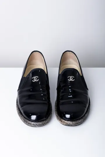 Mocassim Chanel Espadrilhe Verniz Preto