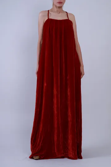 Vestido Cris Barros Longo Veludo Alemão Vermelho