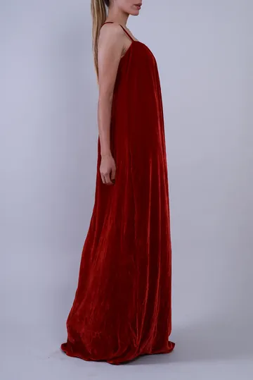 Vestido Cris Barros Longo Veludo Alemão Vermelho