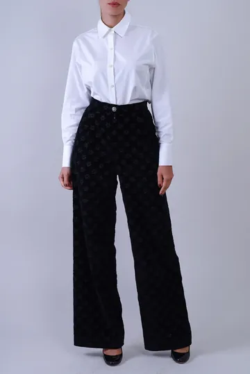 Calça Chanel Pantalona Veludo Preta