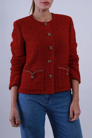 Casaqueto Chanel Tweed Vermelho