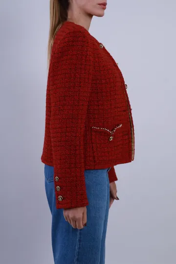 Casaqueto Chanel Tweed Vermelho