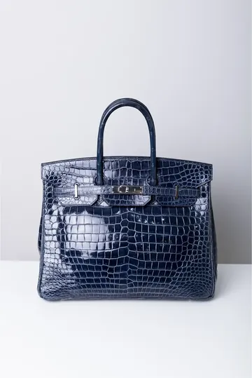 Bolsa Hermès Birkin 35 Croco Porosus Azul