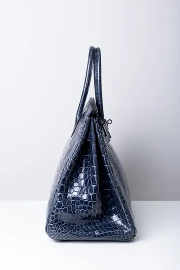Bolsa Hermès Birkin 35 Croco Porosus Azul