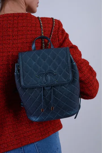 Bolsa Chanel Mochila Chain Filigree Verde
