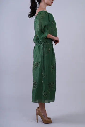 Conjunto Cris Barros Bordados Florais Verde