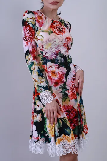 Vestido Dolce & Gabbana Floral e Renda Colorido