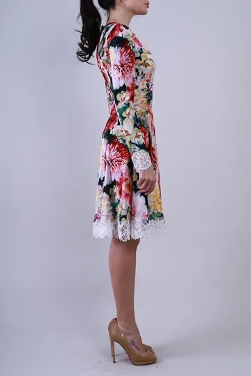 Vestido Dolce & Gabbana Floral e Renda Colorido