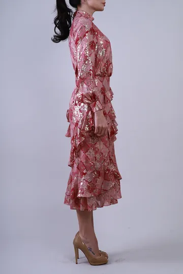 Vestido Achados da New Saloni Isa Lurex Estrelas Rosa