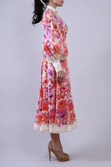 Vestido Zimmermann Floral Com Cinto Colorido
