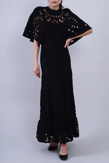Vestido Valentino Longo Recortes Preto