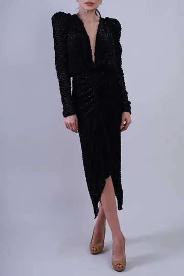 Vestido Isabel Marant Veludo com Poás Preto