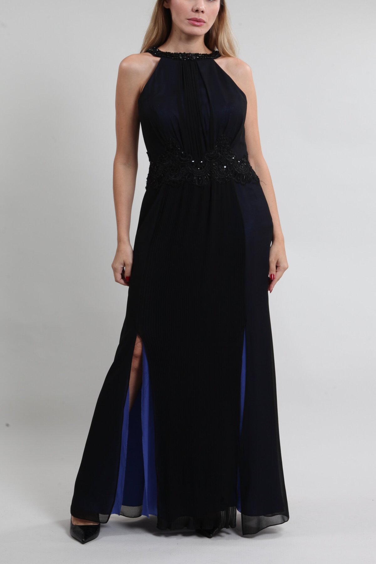 Vestido Achados da New Pedraria Plissado Preto
