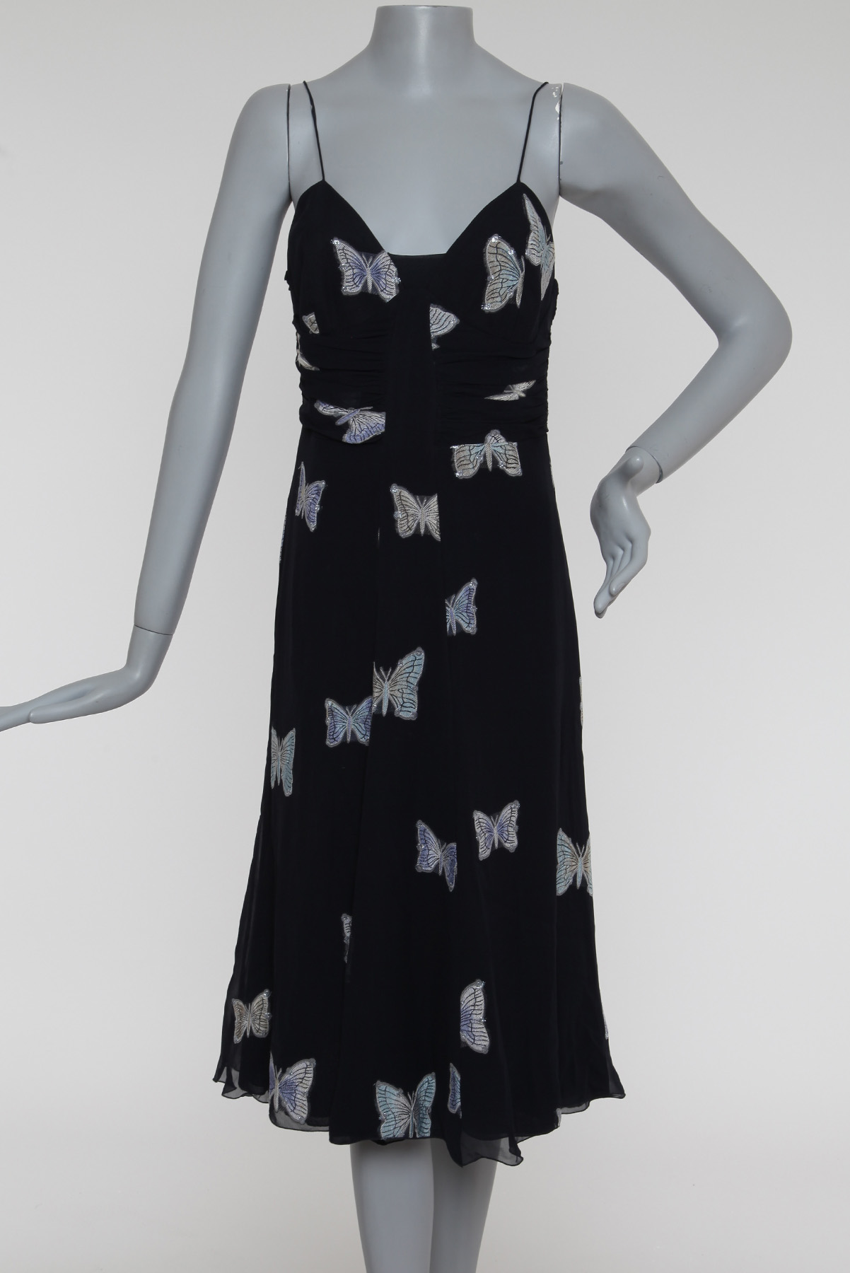 Vestido Giorgio Armani Aplicação Borboleta Azul