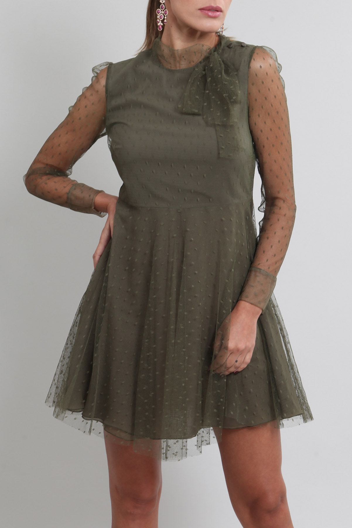 Vestido Red Valentino Tule e Poá Verde