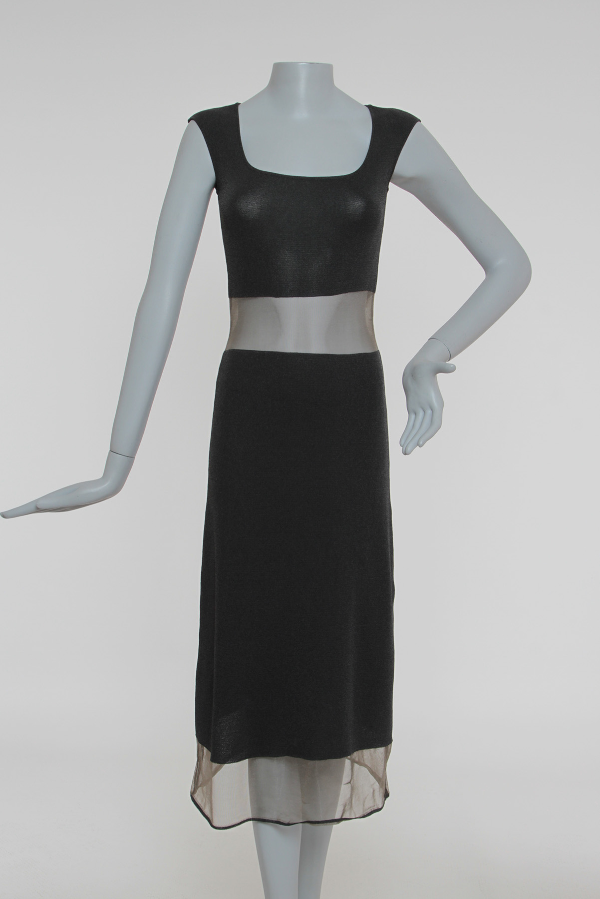Vestido  Lurex e Transparência Preto