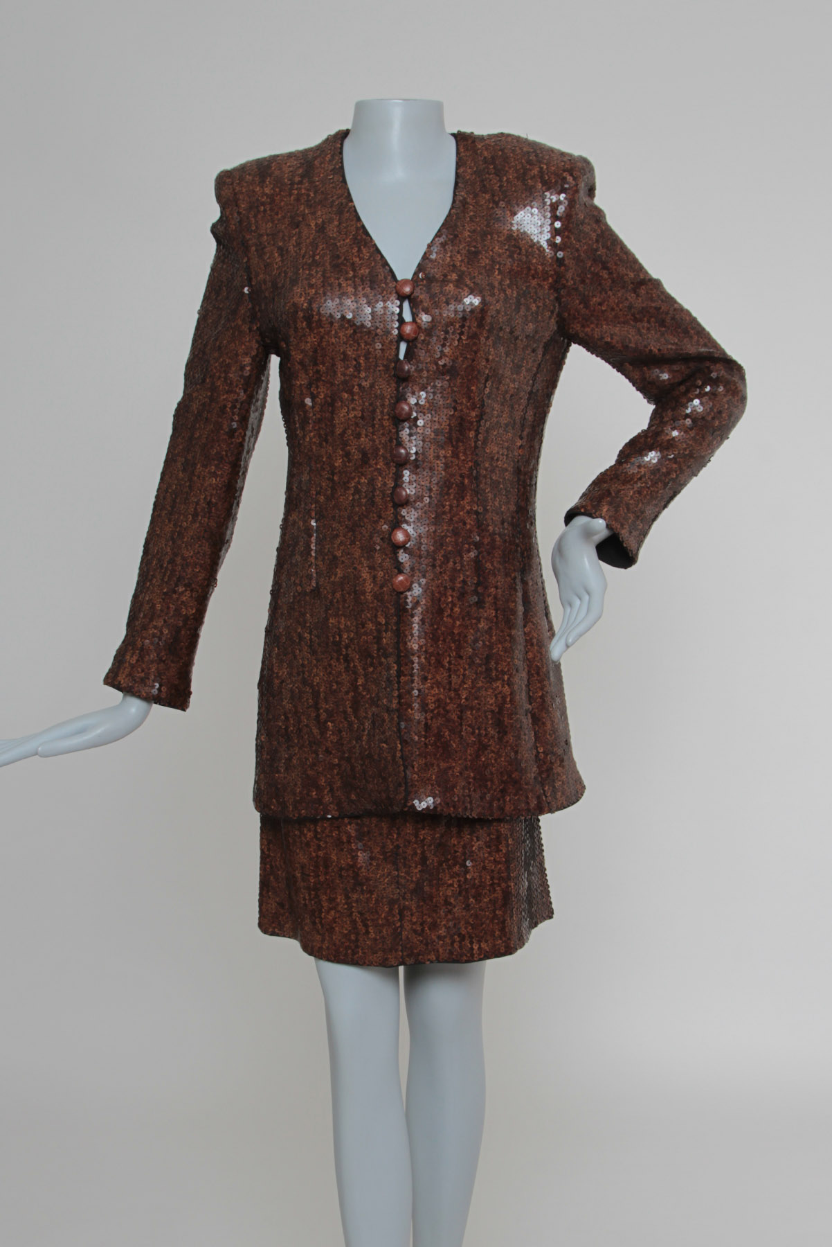 Conjunto Escada  Tailleur Paetês Marrom