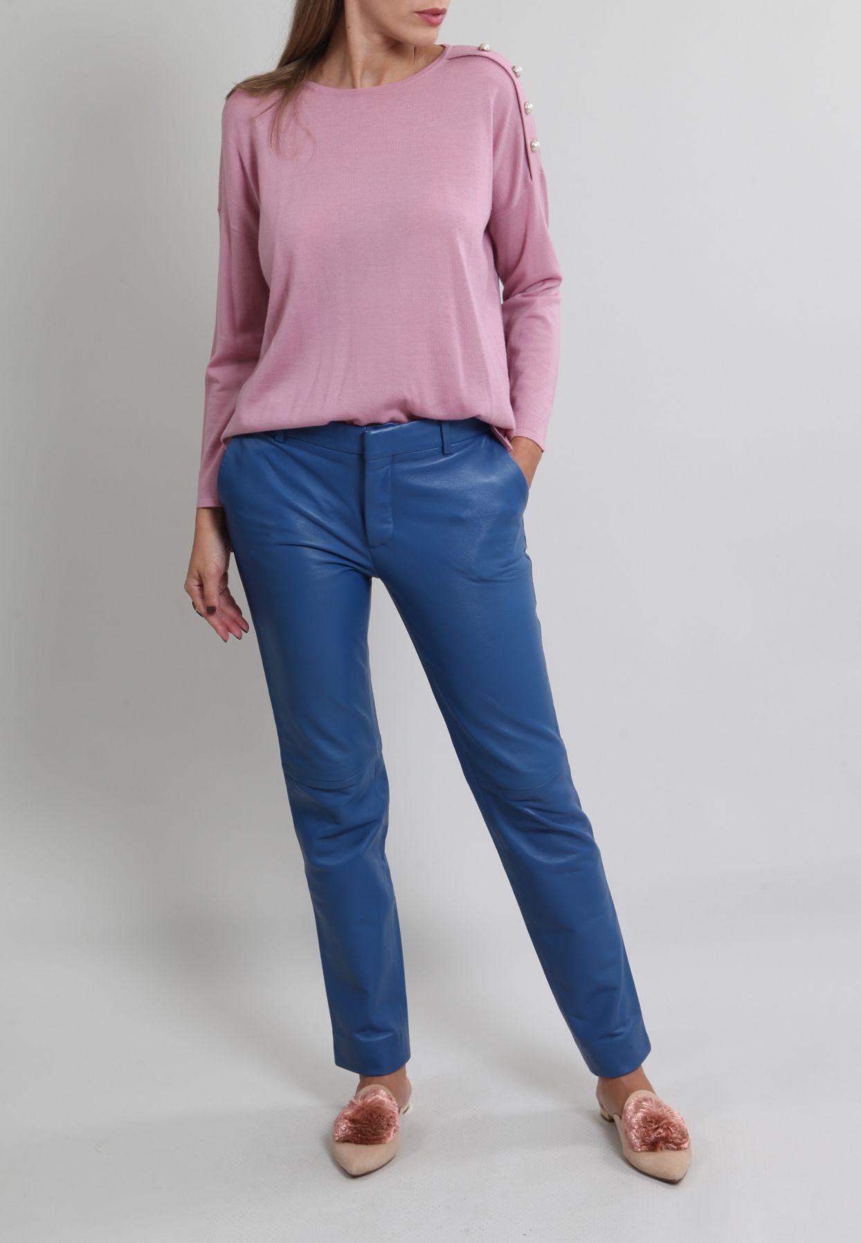 Calça Reinaldo Lourenço Couro Azul
