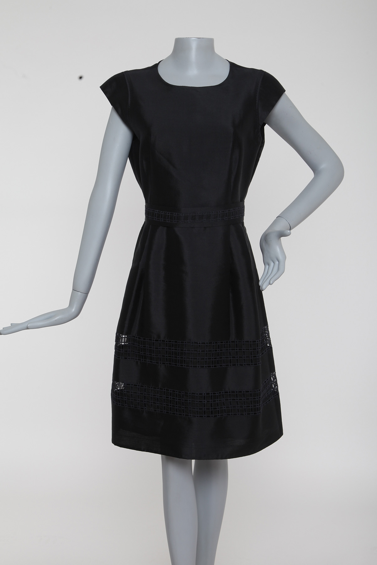 Vestido Carolina Herrera Barra Ponto Palito Preto