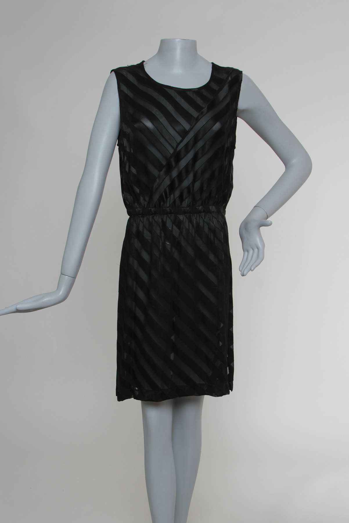 Vestido Sandro Listras e Transparência Preto