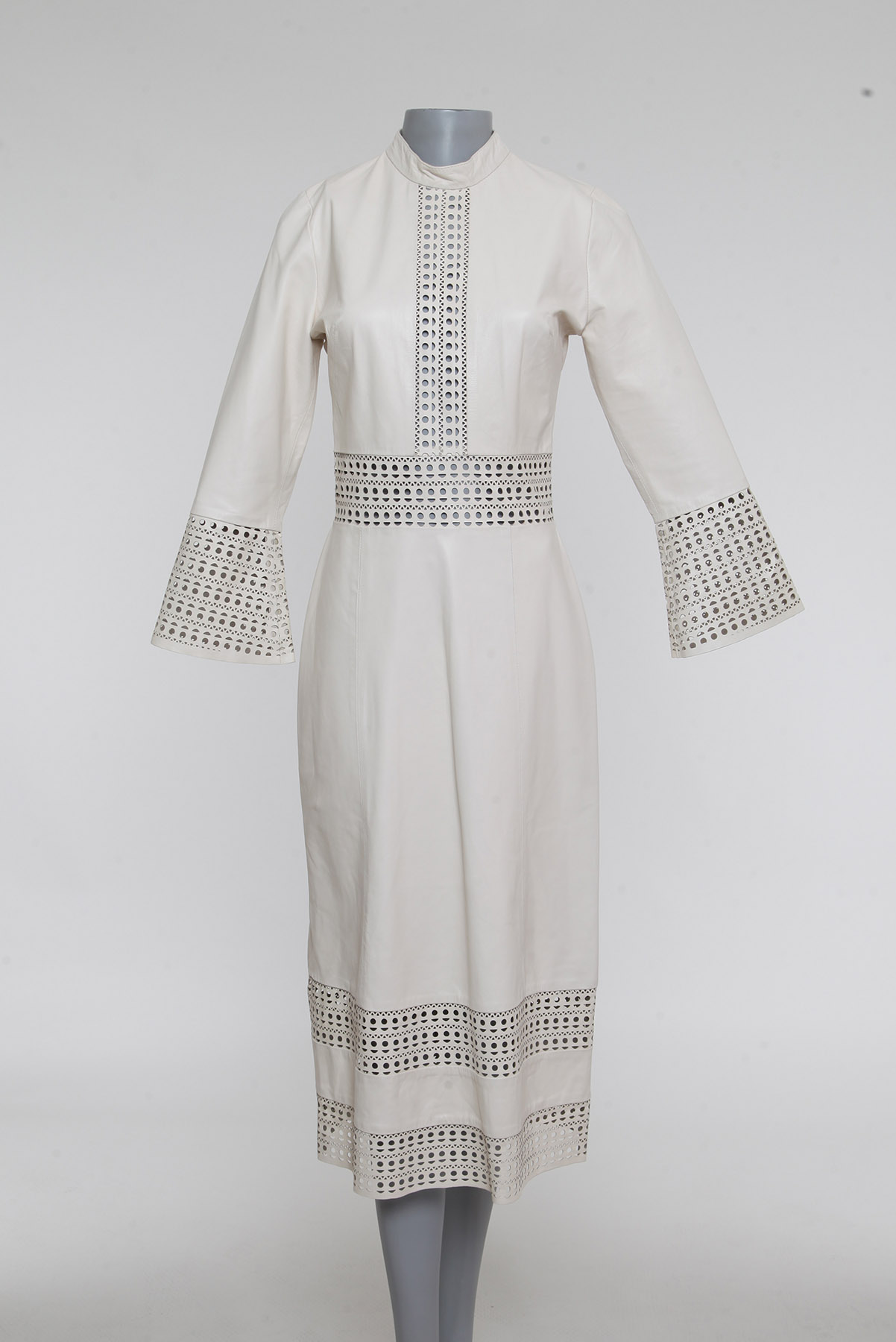 Vestido Achados da New Couro Vazado Off-White