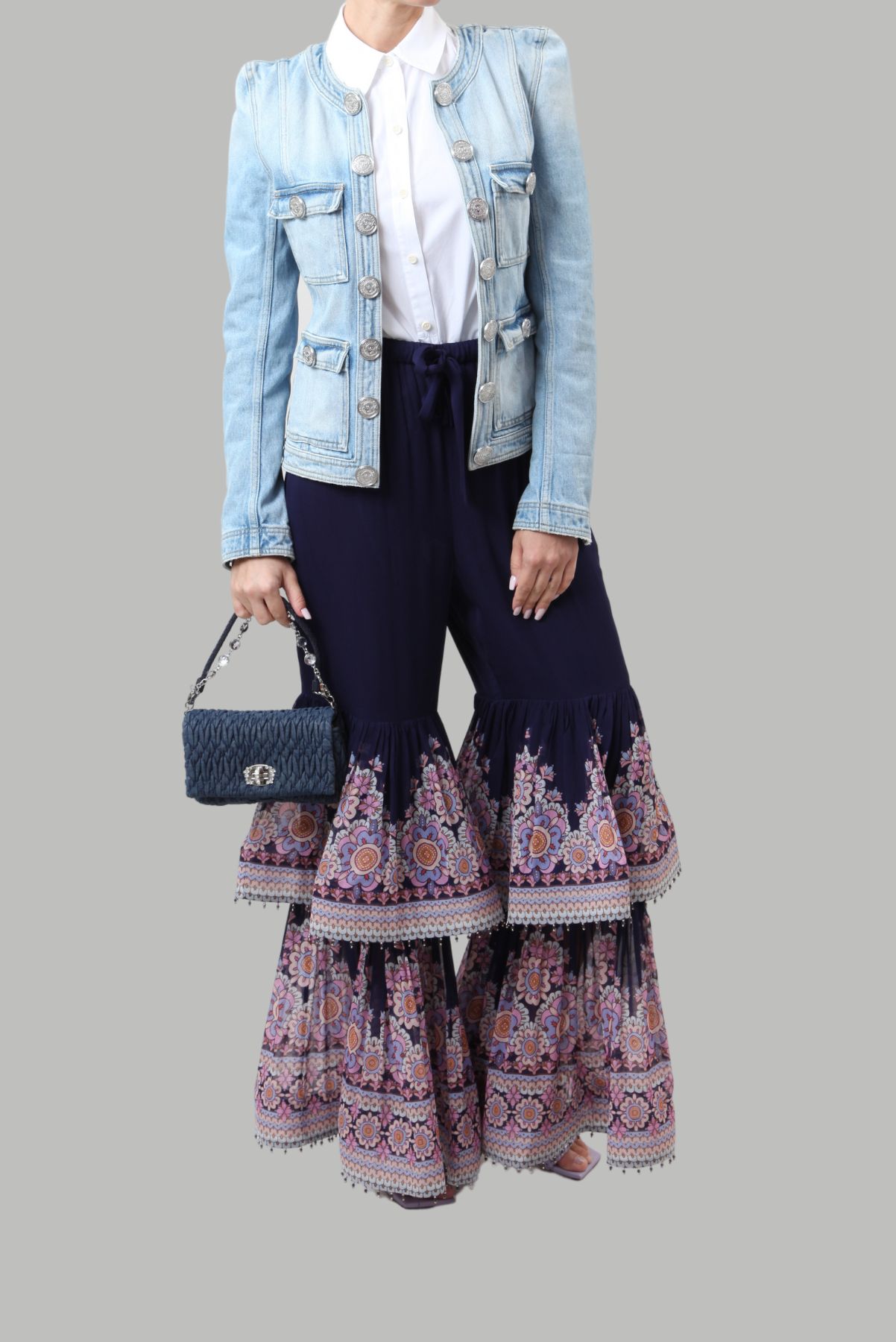 Calça Zimmermann Babados   Azul