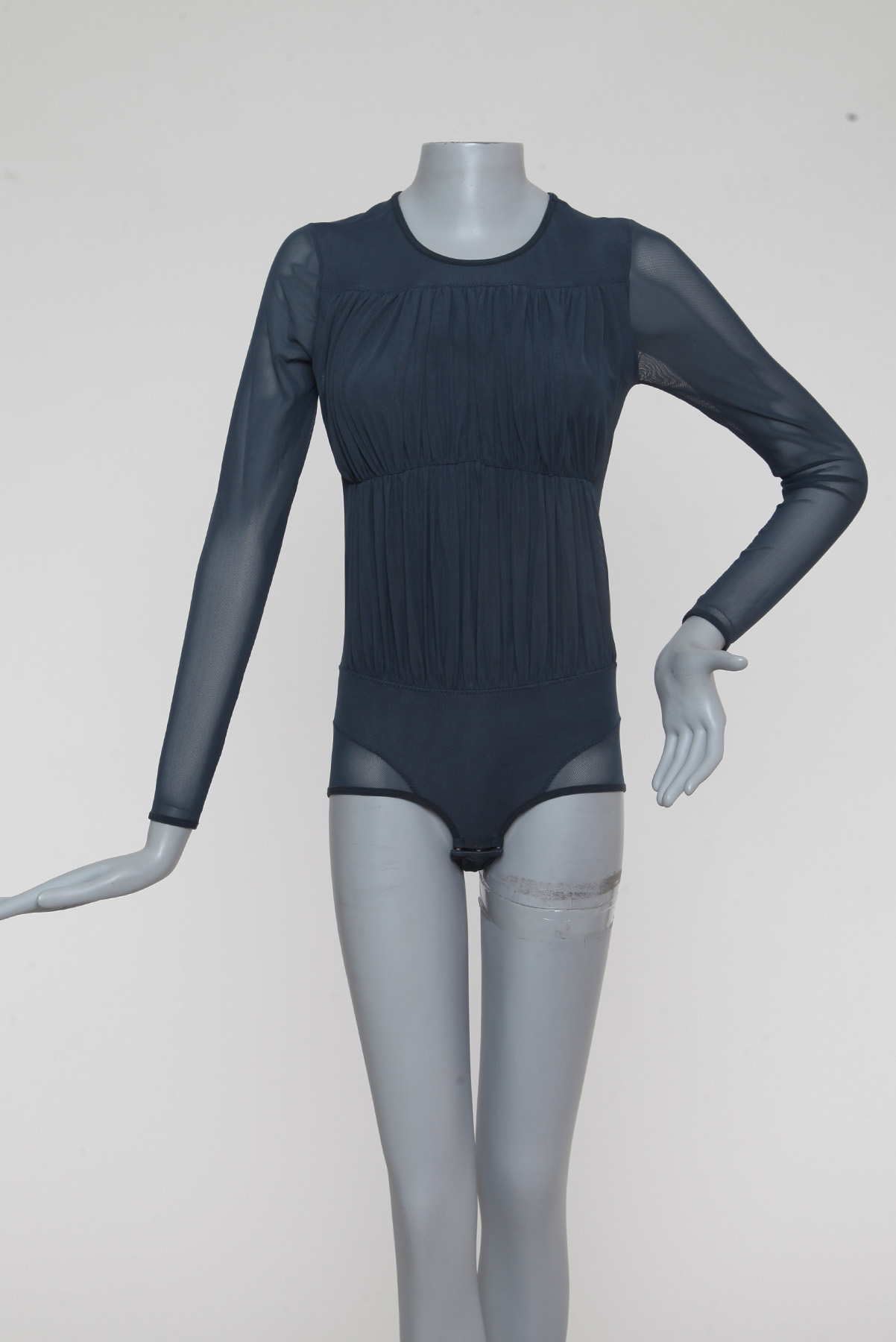 Body A. Niemeyer Manga Longa e Transparência Azul