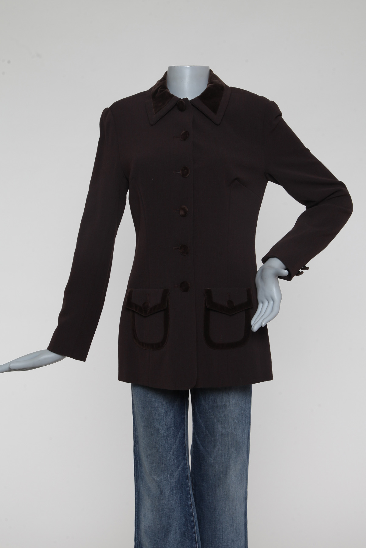Casaco Kenzo 7/8 Detalhes Veludo Vintage Marrom