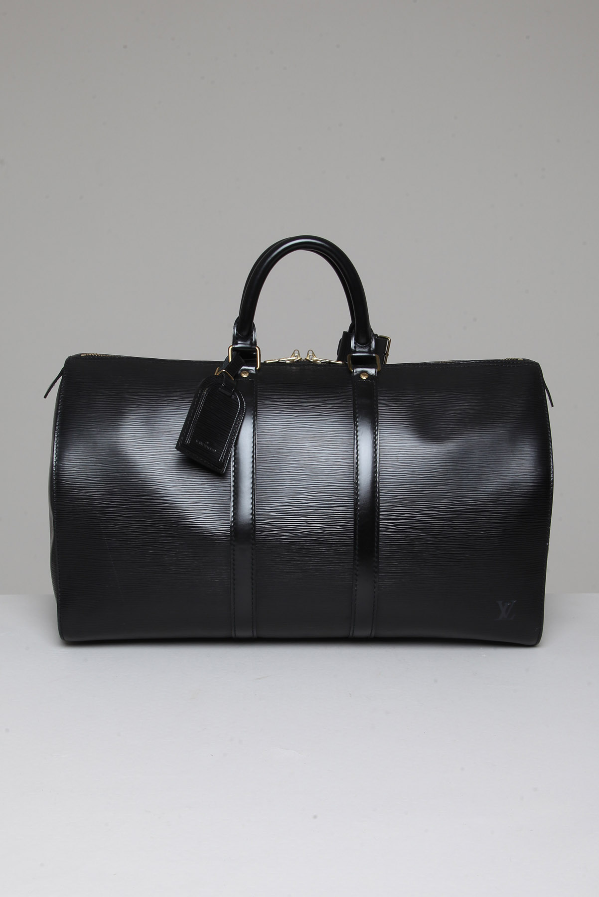 Mala de Mão Louis Vuitton Couro Epi Keepall Preta