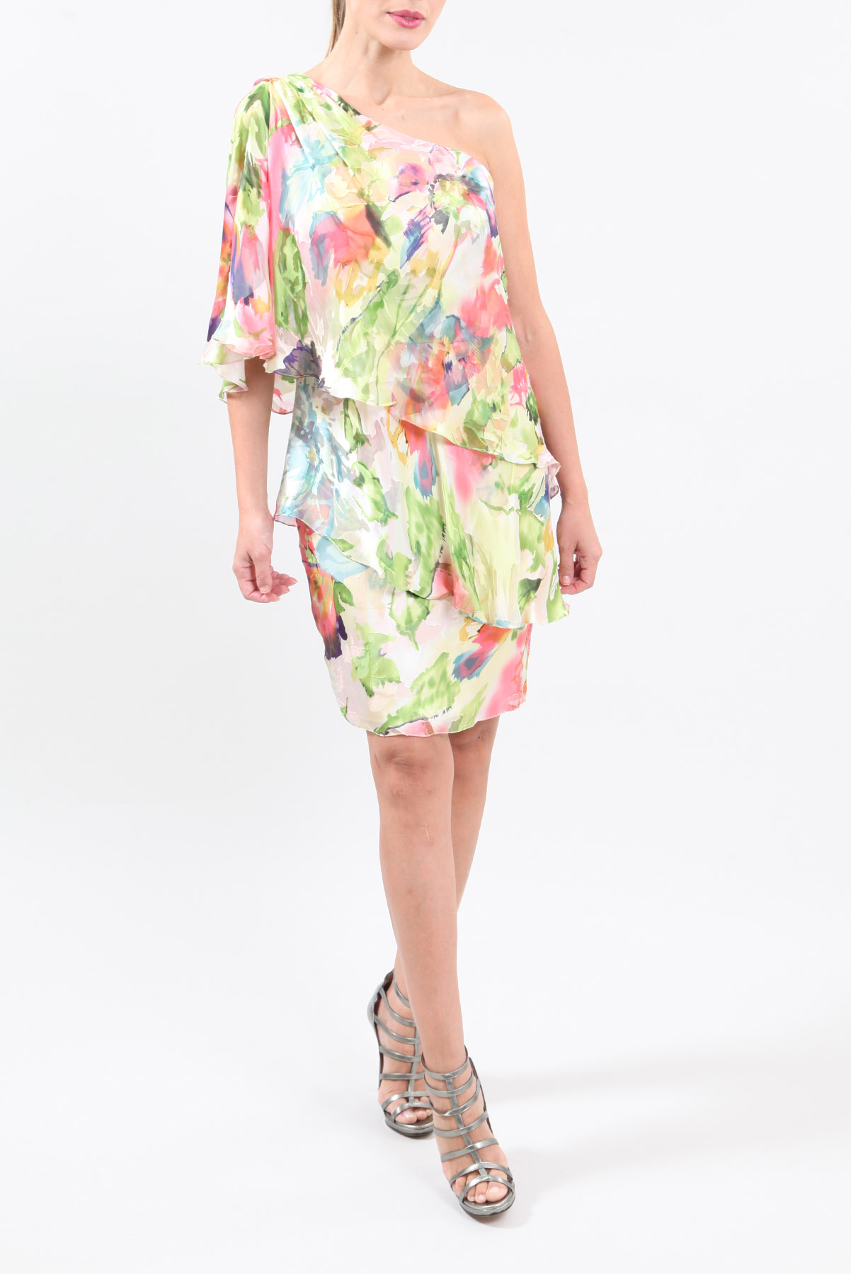 Vestido Walter Rodrigues Seda Aquarela Colorido